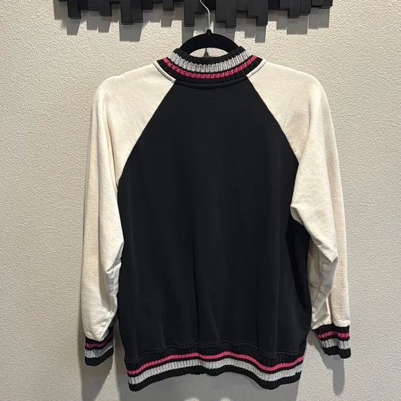 Black and Cream Varsity Jacket with Gold Lettering - Picture 6 of 8